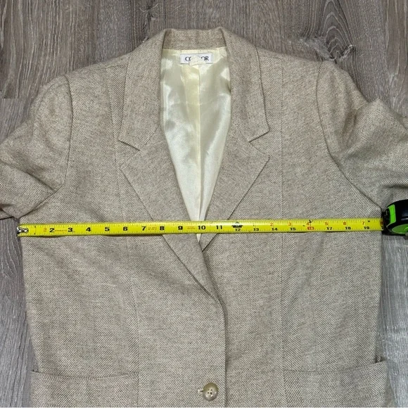 Vintage Condor Beige Herringbone Blazer women’s size 10 - Picture 3 of 10